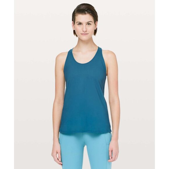 Lululemon‎ Cross Conditioning 2-In-1 Tank *Medium Support Carbon Blue Haze Sz 4 - Picture 2 of 7
